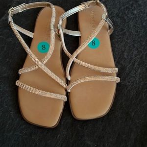 Bronze sparkle strapped sandals